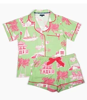 Katie Kime Florida Toile Woven Shorty Pajama Set