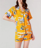 Katie Kime Houston Toile Woven Shorty Pajama Set