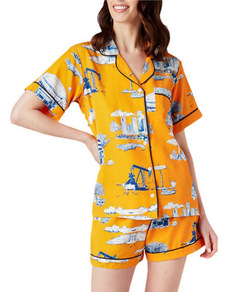 Katie Kime Houston Toile Woven Shorty Pajama Set