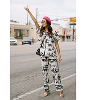 Katie Kime Marfa Toile Woven Pant Pajama Set