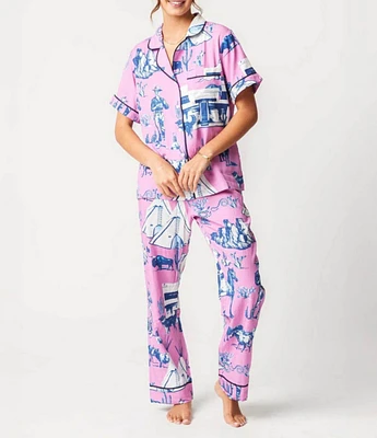 Katie Kime Marfa Toile Woven Pant Pajama Set