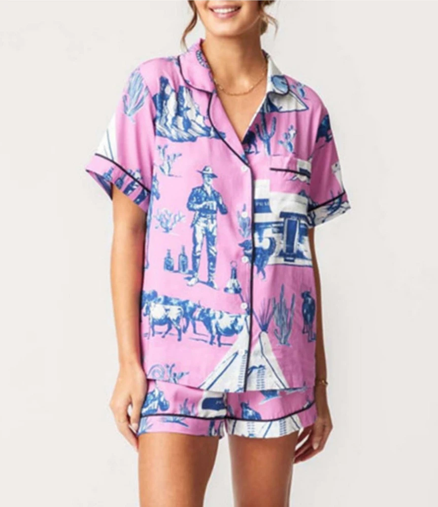 Katie Kime Marfa Toile Woven Shorty Pajama Set