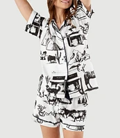 Katie Kime Marfa Toile Woven Shorty Pajama Set