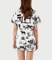 Katie Kime Marfa Toile Woven Shorty Pajama Set