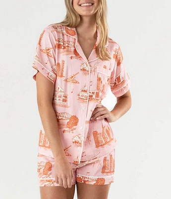 Katie Kime Nashville Toile Woven Shorty Pajama Set