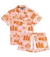 Katie Kime Nashville Toile Woven Shorty Pajama Set