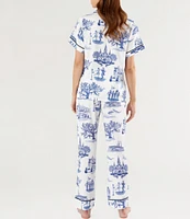 Katie Kime New Orleans Toile Woven Pajama Pant Set