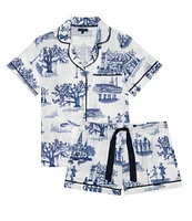 Katie Kime New Orleans Toile Woven Shorty Pajama Set