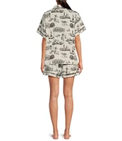 Katie Kime New York Toile Woven Shorty Pajama Set