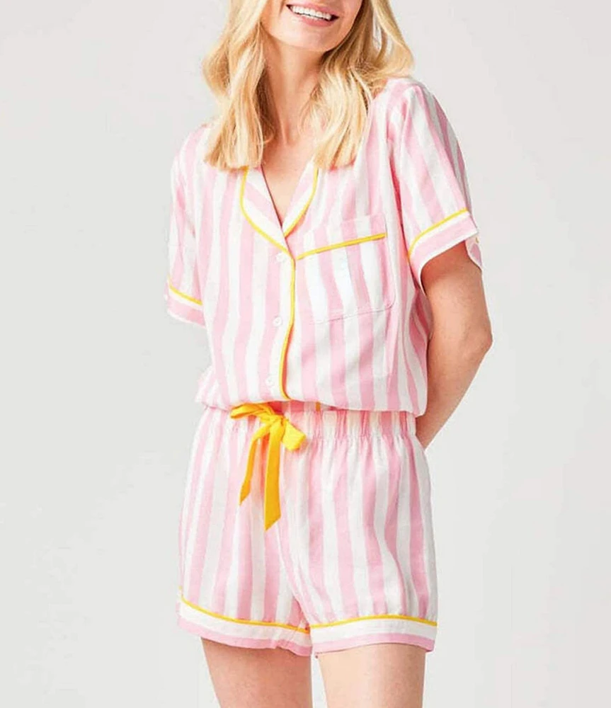 Katie Kime Retro Stripe Woven Shorty Pajama Set