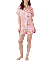 Katie Kime San Antonio Toile Woven Shorty Pajama Set