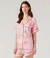 Katie Kime San Antonio Toile Woven Shorty Pajama Set