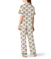 Katie Kime Summer Bouquet Woven Short Sleeve Notch Collar Pajama Pant Set