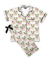 Katie Kime Summer Bouquet Woven Short Sleeve Notch Collar Pajama Pant Set