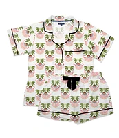 Katie Kime Summer Bouquet Woven Short Sleeve Notch Collar Shorty Pajama Set