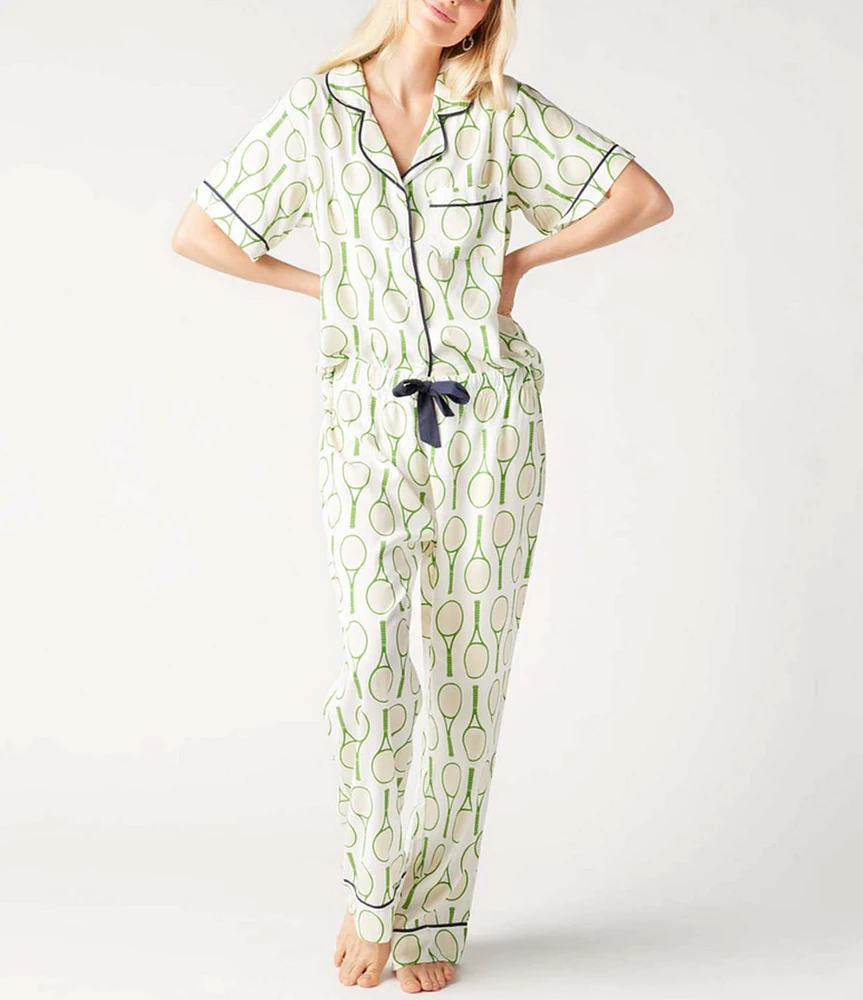 Katie Kime Tennis Time Woven Pajama Pant Set