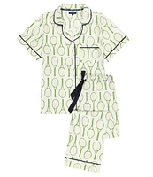 Katie Kime Tennis Time Woven Pajama Pant Set