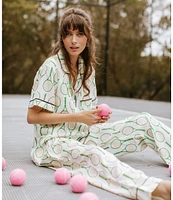 Katie Kime Tennis Time Woven Pajama Pant Set