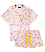 Katie Kime Tennis Time Woven Shorty Pajama Set