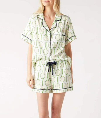 Katie Kime Tennis Time Woven Shorty Pajama Set