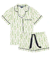 Katie Kime Tennis Time Woven Shorty Pajama Set