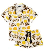 Katie Kime World Is Your Oyster Woven Shorty Pajama Set