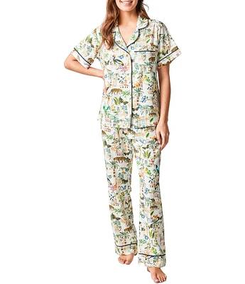 Katie Kime Woven Animal Kingdom Print Pant Pajama Set