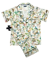 Katie Kime Woven Animal Kingdom Print Pant Pajama Set