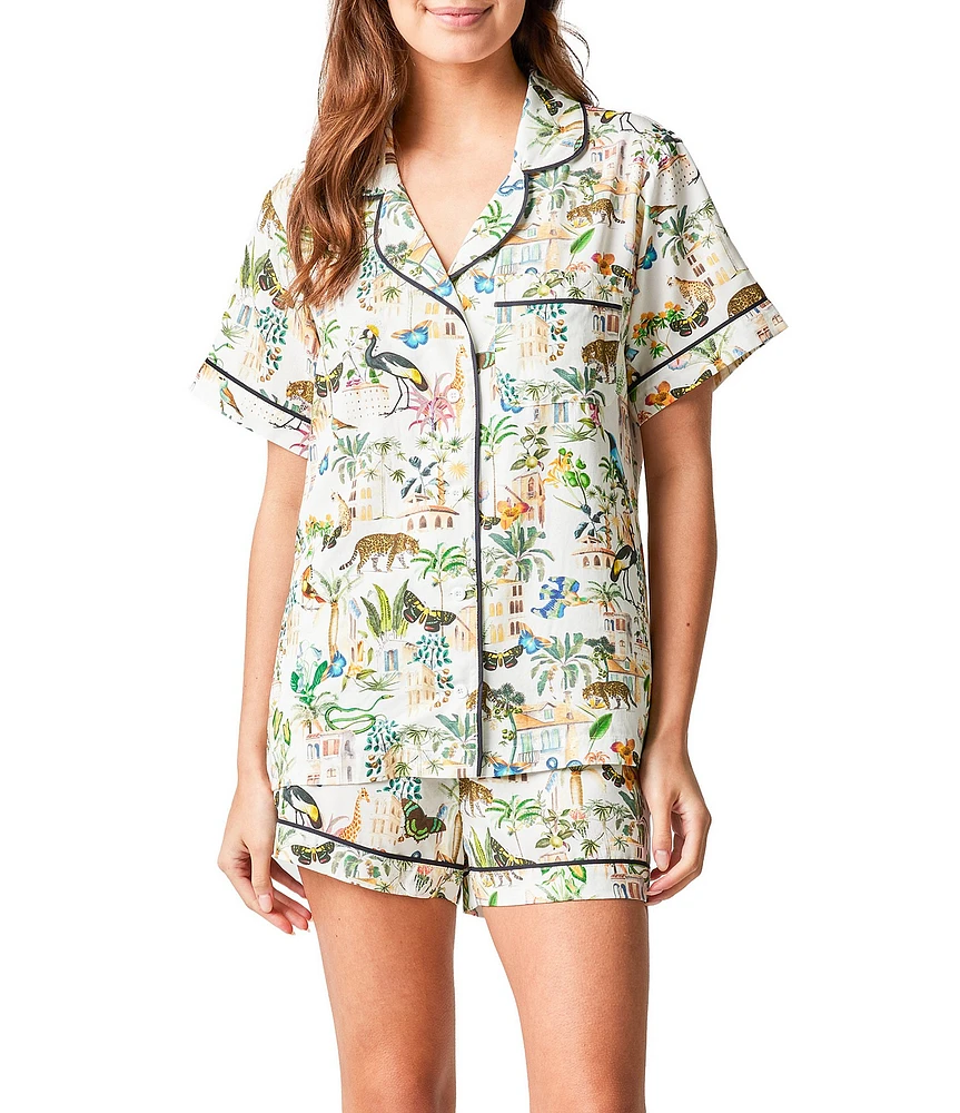 Katie Kime Woven Animal Kingdom Print Shorty Pajama Set