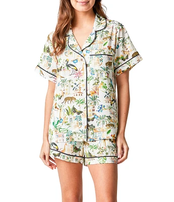 Katie Kime Woven Animal Kingdom Print Shorty Pajama Set
