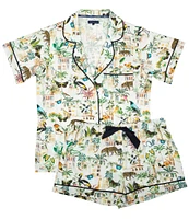 Katie Kime Woven Animal Kingdom Print Shorty Pajama Set
