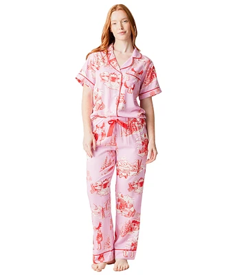 Katie Kime Woven Apres Ski Print Holiday Toile Pajama Pant Set