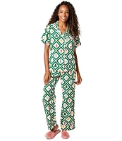 Katie Kime Woven Holiday Lattice Print Pajama Pant Set