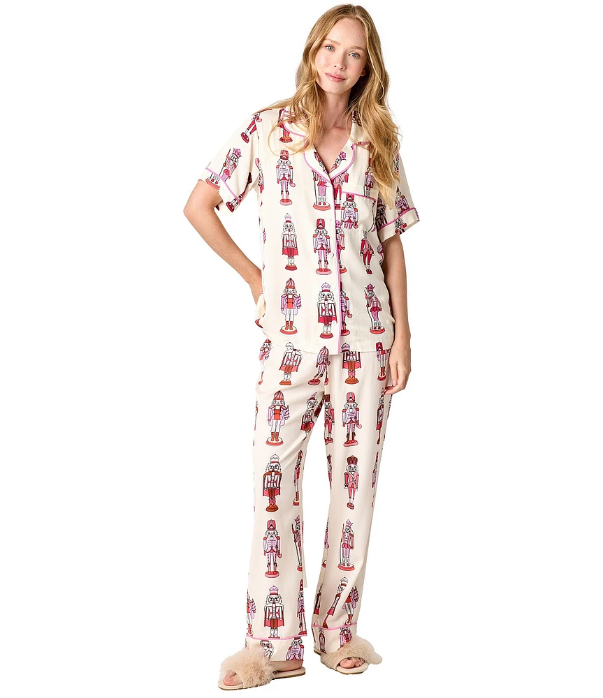 Katie Kime Woven Holiday March Nutcracker Print Holiday Pajama Pant Set