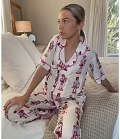 Katie Kime Woven Holiday March Nutcracker Print Holiday Pajama Pant Set