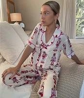 Katie Kime Woven Holiday March Nutcracker Print Holiday Pajama Pant Set