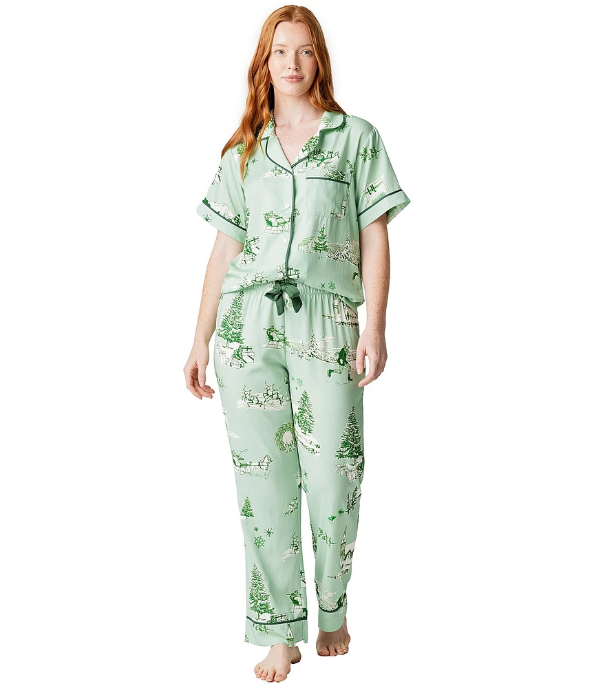 Katie Kime Woven Holiday Toile Print Pajama Pant Set