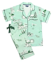 Katie Kime Woven Holiday Toile Print Pajama Pant Set