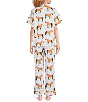 Katie Kime Woven Horse & Tassel Print Pajama Pant Set