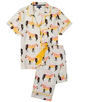 Katie Kime Woven Horse & Tassel Print Pajama Pant Set