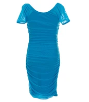 KatieJNYC Big Girls 7-16 Anya Mesh Ruched Puff Sleeve Dress