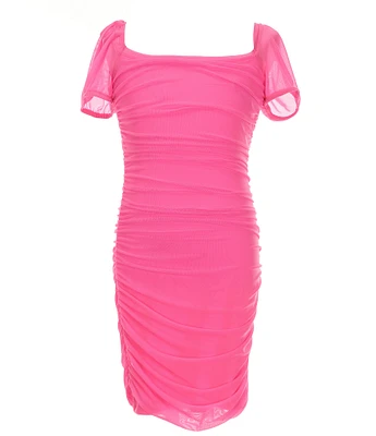 KatieJNYC Big Girls 7-16 Anya Mesh Ruched Puff Sleeve Dress