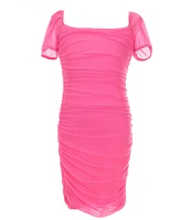 KatieJNYC Big Girls 7-16 Anya Mesh Ruched Puff Sleeve Dress