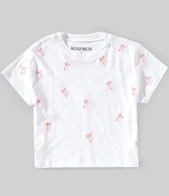 KatieJNYC Big Girls 7-16 Embroidered Bow Print T-Shirt