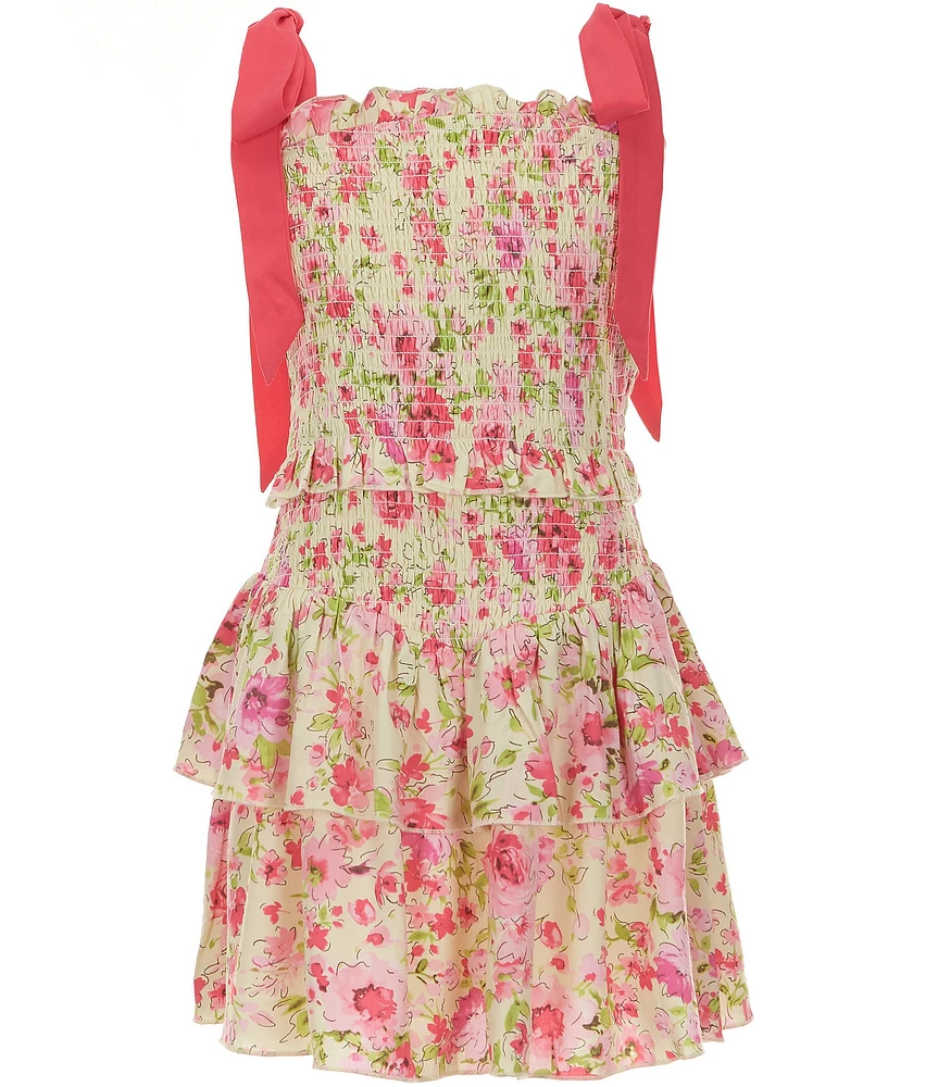 KatieJNYC Big Girls Emerson Floral Print Tie Dress