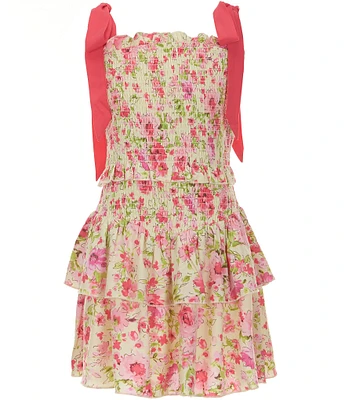 KatieJNYC Big Girls Emerson Floral Print Tie Dress