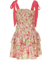 KatieJNYC Big Girls Emerson Floral Print Tie Dress