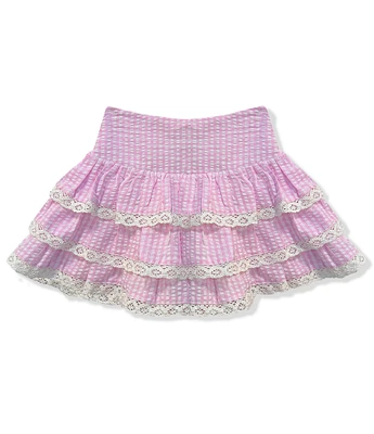 KatieJNYC Big Girls 7-16 Melody Gingham Eyelet Trim Skirt