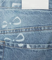 KatieJNYC Bow Print Wide Leg Chicago Denim Jeans