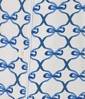KatieJNYC Short Sleeve Button Front Bow Print Lynn Lounge Short Set
